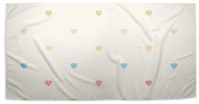 Sablio Uterák Farebné srdiečka na béžovej - 70x140 cm