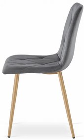 Set troch jedálenských stoličiek LIBRA zamatové tmavosivé / drevené nohy (3 ks)