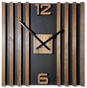 Dekorstudio Luxusné drevené hodiny na stenu LAMELE SQ 60cm - hnedé
