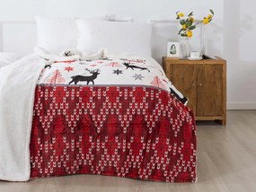 XPOSE® Mikroplyšová deka LYANA s baránkom - červená 140x200 cm