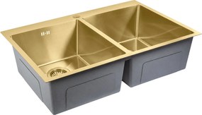 Rea Joel, 2-komorový nerezový drez 830x550x225 mm, zlatá matná, ZLE-06411