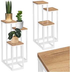 Stojan na květiny Munir bílý/dub craft