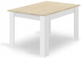 Jedálenská zostava stôl Dub sonoma 120 x 80cm biele nohy + 4 stoličky OSAKA čierne / prírodné nohy