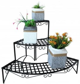 Rohový stojan na kvety s 3 policami