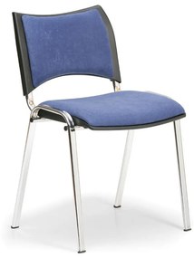 Konferenčná stolička SMART, chrómované nohy, bez podpierok rúk, modrá