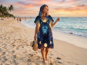 Plážové pončo MOON WOLF farebné 80x145 cm