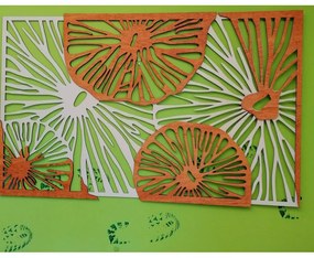 Vyrezávaný obraz na stenu z drevenej preglejky orange 3D efekt  KODJAK  I SENTOP PR0299 5 casti