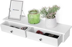 Nástenná polica Liwos s dvoma zásuvkami biela