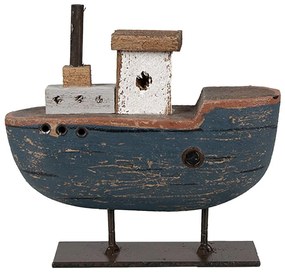 Modrá dekoratívna miniatúrna dekorácia loďka - 10*3*10 cm