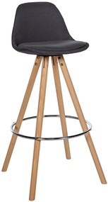 Barová stolička Corbin Round - látka, natura rám - tmavo šedá