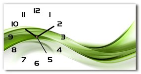 Vodorovné Sklenené hodiny na stenu tiché Zelená vlna pl_zsp_60x30_f_100125120