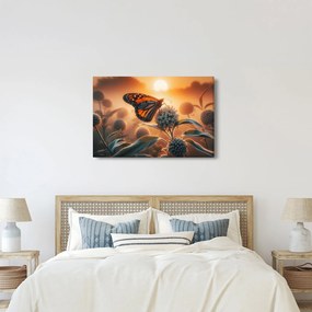 Obraz – Motýľ v zapadajúcom slnku (90x60 cm)