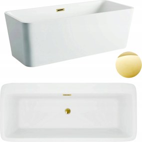 Aquauno Voľne Stojaca Vaňa 170 x 80 cm Zlatá Zrkadlová Zátka A Prepad