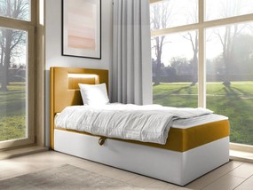 Kontinentálna jednolôžková posteľ Junior Ribezo 1, Strana: ľavá, Rozmer postele: 90x200, Dostupné poťahy: ekokoža Soft 017 (biela) + Fresh 37