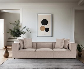 Trojmiestna pohovka Sora s rámom zo 100% hrabového dreva 325 x 102 cm, pieskovo béžová