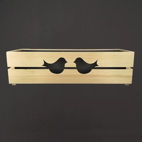 AMADEA Drevený obal na kvetináč s vtáčikmi, 62x21,5x17cm, český výrobok