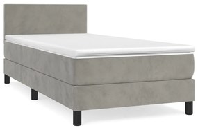 Posteľný rám boxsping s matracom bledosivý 100x200 cm zamat