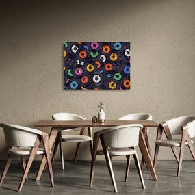 Sklenený obraz - Hudobné gramofónové platne (70x50 cm)