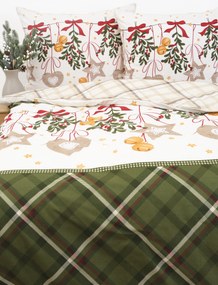 Vianočné predĺžené bavlnené obliečky Renforcé – Kúzlo Vianoc krémové