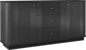 Komoda so zásuvkami Vesper 160 cm - čierna / zlaté úchytky