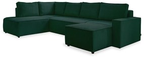 Tmavozelená menčestrová rozkladacia rohová pohovka (ľavý roh/do tvaru "U") Brave Dave – Miuform