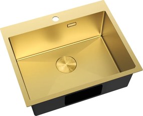 Mexen Solix, 1-komorový nerezový drez 600 x 500 mm, brúsená zlatá, 6408601000-55