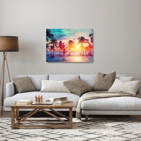 Sklenený obraz - Tropický západ slnka (70x50 cm)