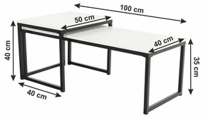 Konferenčný stolík (2 ks) Kastler New Typ 2 - matná biela / čierna