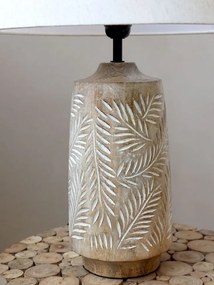 Stolová lampa s drevenou základňou a ľanovým tienidlom Popp - 37*57 cm/ E27