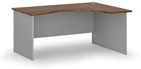 Ergonomický kancelársky pracovný stôl PRIMO GRAY, 1600 x 1200 mm, pravý, sivá/orech