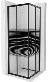 Mexen Rio štvorcová sprchová kabína 70 x 70 cm, pruhy, čierna - 860-070-070-70-20