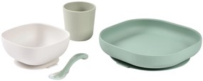 Jedálenská sada silikónová 4-dielna Sage Green