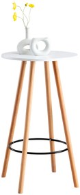 Barový stôl Mijas natura, okrúhly ~ v107 x 60 x 60 cm - Biela