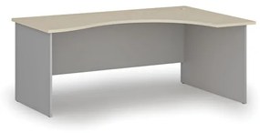 Ergonomický kancelársky pracovný stôl PRIMO GRAY, 1800 x 1200 mm, pravý, sivá/breza