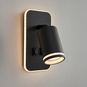 Nástenné svietidlo Pipe Ring, 1x čierne kovové tienidlo + 1x LED 6w, b, vypínač