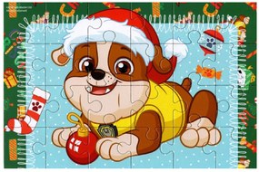 Detské puzzle 4v1 LABKOVÁ PATROLA oslavuje Vianoce, 19x29 cm