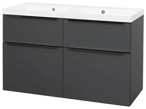 Mereo, Mereo Mailo, kúpeľňová skrinka s umývadlom z liateho mramoru 121 cm, antracit, čierne madlo, MER-CN533MB