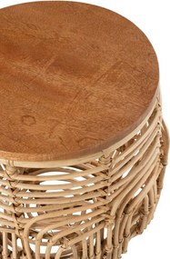 2ks prírodný ratanový odkladací stolík Ellen Rattan - 48*48*52 / 38*38*40 cm