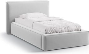 Čalúnená jednolôžková posteľ s úložným priestorom s roštom 90x200 cm v striebornej farbe Jodie – Micadoni