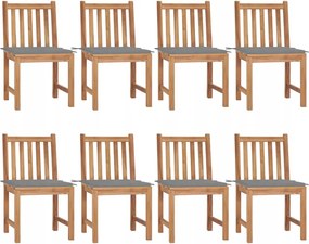 vidaXL Záhradné stoličky 8 ks s podložkami tíkový masív