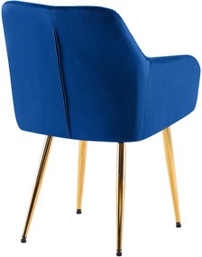 Set 2 jedálenských stoličiek Monett G - zamat, zlatý rám - tmavomodrá
