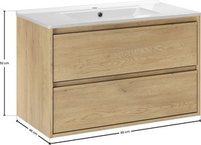 Závěsná skříňka Viola Lava se zápustným umyvadlem 80 cm dub cremona