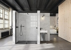 Sprchová SMC vanička REA MAGNUM 80x100 cm - imitácia kameňa - čierna