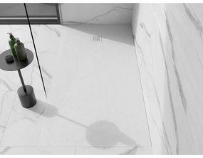 Mexen Stone+, obdĺžniková vanička z minerálneho kompozitu 180 x 90 cm, biela, biela krytka, 44109018-W