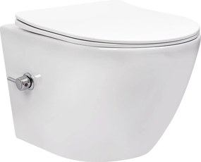 Rea Carlo Lux, závesná WC misa s funkciou bidetu + toaletné sedadlo, biela lesklá, REA-C9701