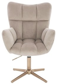 LuxuryForm DESIGN Kreslo AURORA VELUR na zlatom kríži - latte