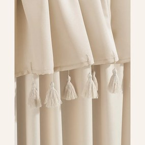 Krémový záves Astoria so strapcami na riasiacej páske 140 x 250 cm