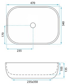 Rea Belinda Savana, umývadlo na dosku 460x330x135 mm, imitácia kameňa, REA-U3323