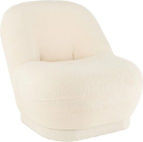 Biela okrúhla stolička/ kresielko s opierkou Teddy Bouclé White - 78*88*72 cm