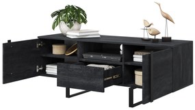 TV stolík Verica 150 cm s otvorenou policou - charcoal / čierne nožičky